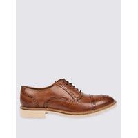 ms collection leather contrast sole brogue shoes