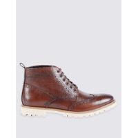 M&S Collection Leather Cleated Brogue Boots