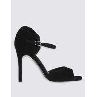 ms collection suede stiletto ruffle sandals with insolia