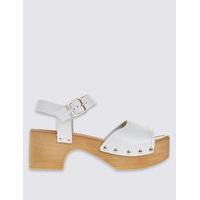 M&S Collection Leather Flatform Heel Clog Sandals