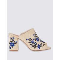 ms collection angular heel embroidered mule shoes