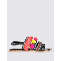 ms collection multi strap pom pom sandals