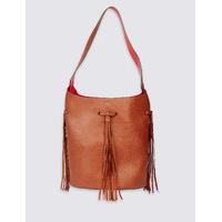 M&S Collection Faux Leather Tassel Bucket Shoulder Bag