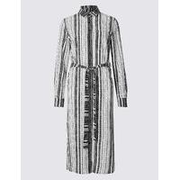 M&S Collection Striped Long Sleeve Shirt Dress with Belt