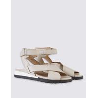 M&S Collection Leather Flatform Riptape Sporty Sandals