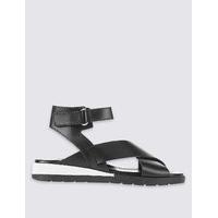 M&S Collection Leather Flatform Riptape Sporty Sandals