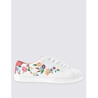 M&S Collection Lace-up Floral Embroidered Trainers