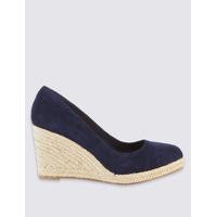 M&S Collection Leather Wedge Heel Almond Toe Espadrilles