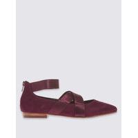 M&S Collection Wide Fit Suede Point Pump Shoes