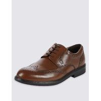 ms collection extra wide fit leather brogue shoes