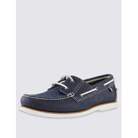 M&S Collection Leather Lace-Up Boat Shoes with Freshfeet