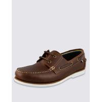 M&S Collection Leather Lace-up Boat Shoes with Freshfeet