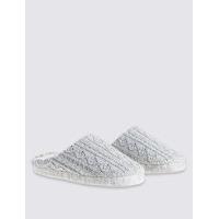 ms collection cable knit mule slippers