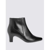 M&S Collection Leather Block Heel Elegant Ankle Boots