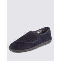 M&S Collection Riptape Corduroy Slippers with Thinsulate