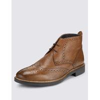 M&S Collection Leather Brogue Chukka Boots