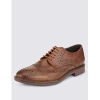 ms collection extra wide fit leather brogue shoes