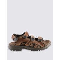 M&S Collection Leather Three Strap Riptape Sandals