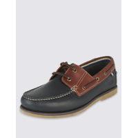 M&S Collection Big & Tall Leather Lace-up Boat Shoes