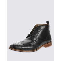 M&S Collection Leather Lace-up Brogue Chukka Boots