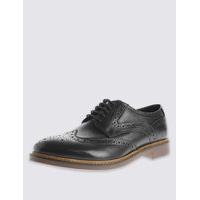 ms collection extra wide fit leather brogue shoes