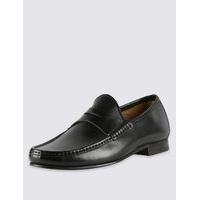 ms collection luxury leather penny slip on loafers