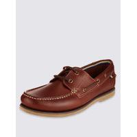 M&S Collection Big & Tall Leather Lace-up Boat Shoes