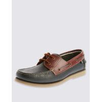 ms collection extra wide fit leather lace up boat shoes