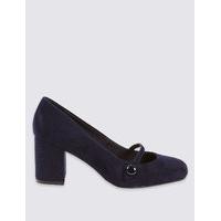 M&S Collection Wide Fit Block Heel Court Shoes