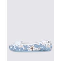 M&S Collection Floral Print Ballerina Slippers