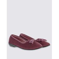 M&S Collection Pull-on V-Throat Bow Ballerina Slippers