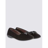 M&S Collection Pull-on V-Throat Bow Ballerina Slippers