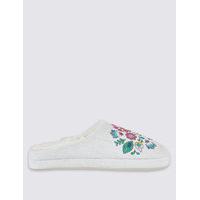 M&S Collection Printed Cross Stitch Mule Slippers