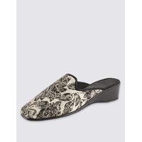 M&S Collection Wedge Heel Floral Print Mule Slippers