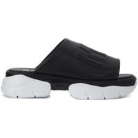 msgm black leather slippers womens sandals in black
