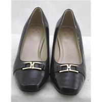 M&S, size 3.5 black patent effect court shoes