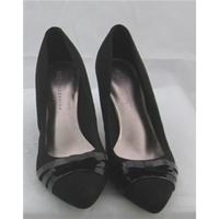 M&S, size 7.5 black faux suede court shoes
