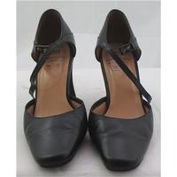 M&S, size 3.5 black leather two-piece shoes