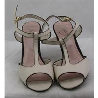 M&S, size 6.5 cream & black patent effect sandals