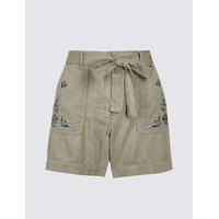 M&S Collection Cotton Blend Embroidered Shorts