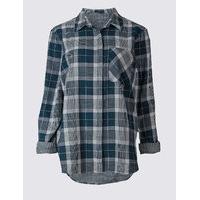 M&S Collection Pure Cotton Checked Double Cloth Shirt