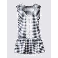 M&S Collection Pure Cotton Gingham Sleeveless Shell Top