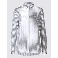 M&S Collection Cotton & Silk Blend Striped Shirt