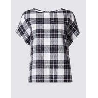 M&S Collection Modal Blend Checked Tie Back Shell Top