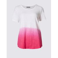 M&S Collection Pure Cotton Dip Dye Short Sleeve T-Shirt