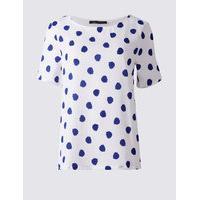 ms collection spotted round neck short sleeve t shirt