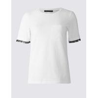 M&S Collection Cotton Rich Ruffle Sleeve T-Shirt