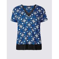 M&S Collection Geometric Print V-Neck Short Sleeve T-Shirt