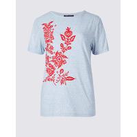 M&S Collection Embroidered Round Neck Short Sleeve T-Shirt