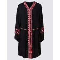 ms collection embroidered shirt dress with belt